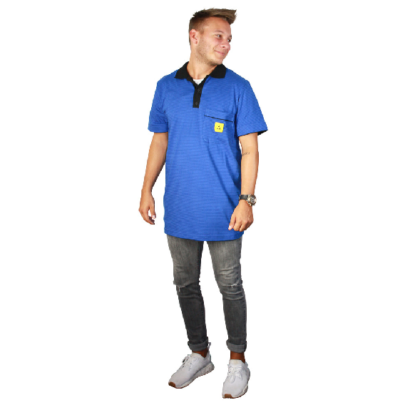 ESD-Polo-Shirt light, mit schwarzem Kragen, Größe 2XL, blau-Beschreibung lesen