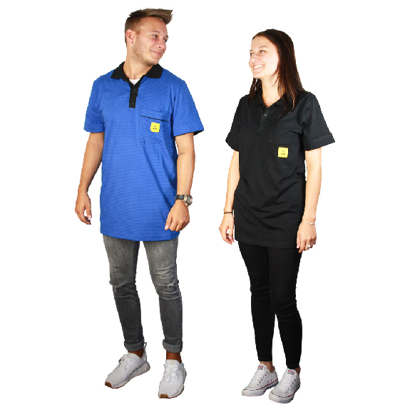 ESD-Polo-Shirt light, mit schwarzem Kragen, Größe 2XL, blau-Beschreibung lesen