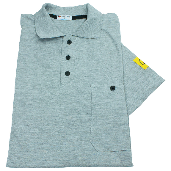 ESD-Polo-Shirt, mit grauem Kragen, L, blau-Beschreibung lesen