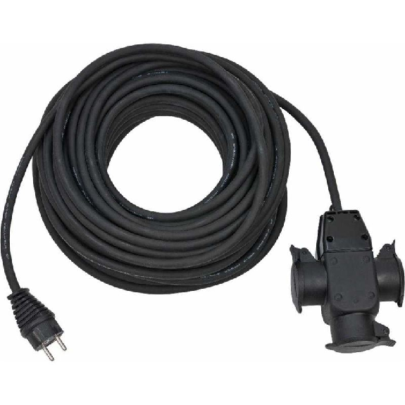 Alargador eléctrico IP44 H07RN-F 3G15 con cabezal de goma de 3 tomas 25-Leer más
