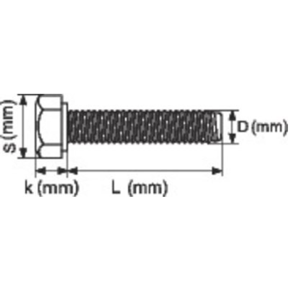 Vis métaux inox tête 6 pans  - Vendu par: 200 | D (mm): 5 | L (mm): 40 | S (mm): 8 | k (mm): 3.5-Lire la description