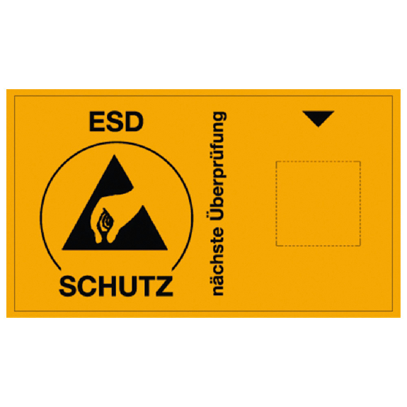 Prüfaufkleber für Fälligkeitsmarke, ESD-Beschreibung lesen