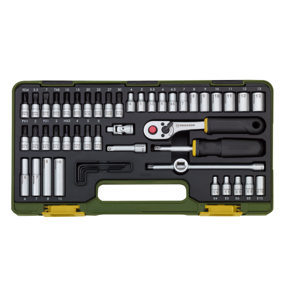 Proxxon Steckschlsselsatz mit Knppelratsche, 1/4" (50-teilig)-Beschreibung lesen