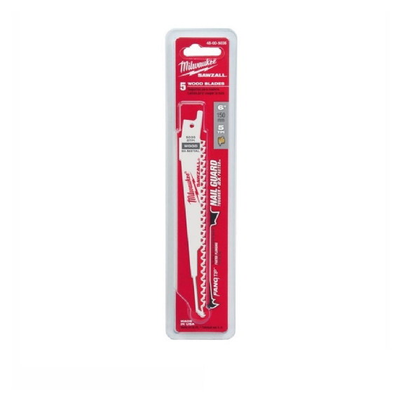 Milwaukee 5x 6 "Universal Säbelschafeblatt / Tigers Sound Blade 150x5 mm - Bois + métal-Leer más