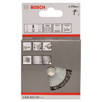 Scheibenbürste, Edelstahl, gewellter Draht, 70 mm, 0,3 mm, 15 mm, 4500 U/ min-Beschreibung lesen
