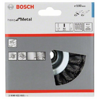 Kegelbürste Heavy for Metal, gezopfter Draht, 0,5 mm, 100 mm, 12500 U/min, M 14-Beschreibung lesen