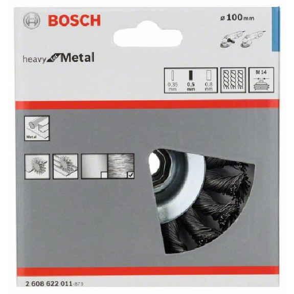 Kegelbürste Heavy for Metal, gezopfter Draht, 0,5 mm, 100 mm, 12500 U/min, M 14-Beschreibung lesen