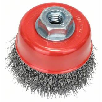 Topfbürste, Stahl, gewellter Draht, 75 mm, 0,3 mm, 12500 U/ min, M 14-Beschreibung lesen