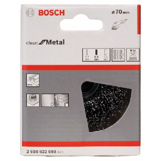 Topfbürste, Stahl, gewellter Draht, 75 mm, 0,3 mm, 12500 U/ min, M 14-Beschreibung lesen