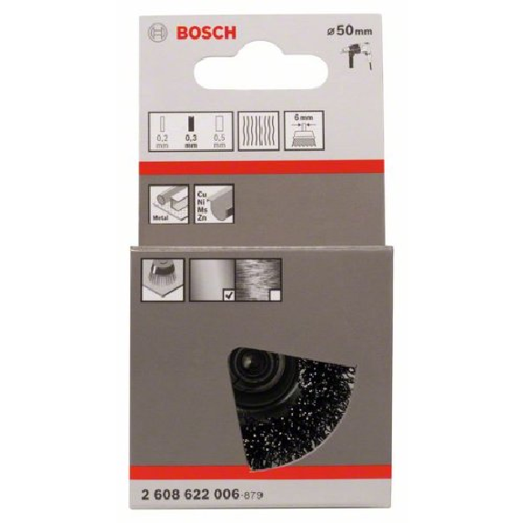 Topfbürste, Stahl, gewellter Draht, 50 mm, 0,3 mm, 4500 U/ min-Beschreibung lesen