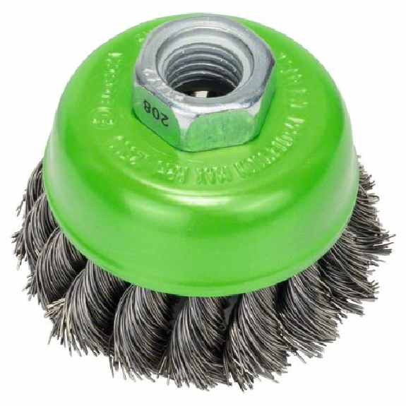 Brosse coupe, acier inoxydable, fil torsadé, 65mm, 0.35mm, 12500rpm, M14-Lire la description