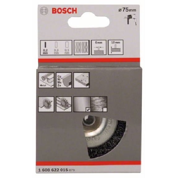 Scheibenbürste, Stahl, gewellter Draht, 75 mm, 0,2 mm, 10 mm, 4500 U/min-Beschreibung lesen