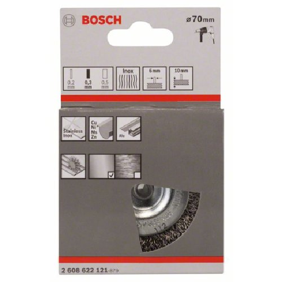 Scheibenbürste, Edelstahl, gewellter Draht, 70 mm, 0,3 mm, 10 mm, 4500 U/ min-Beschreibung lesen