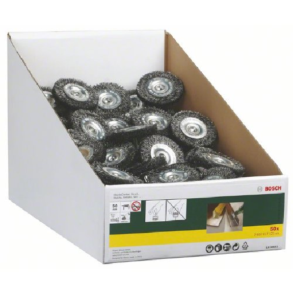 Scheibenbürste für Bohrmaschinen, Gewellter Draht, 50 mm, 12 mm-Beschreibung lesen