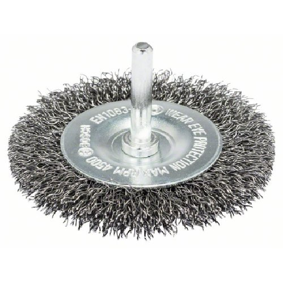 Scheibenbürste für Bohrmaschinen, Gewellter Draht, 50 mm, 12 mm-Beschreibung lesen