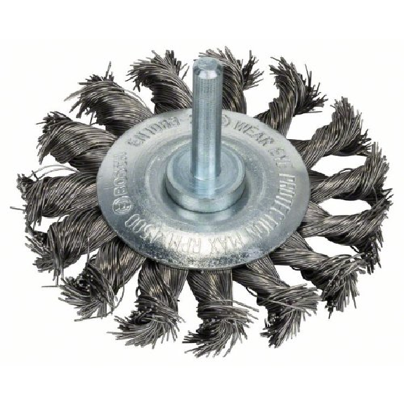 Scheibenbürste, Edelstahl, gezopfter Draht, 70 mm, 0,35 mm, 14 mm, 4500 U/ min-Beschreibung lesen