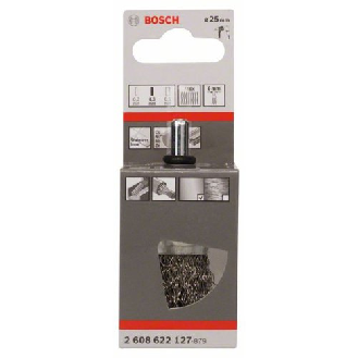 Pinselbürste, Edelstahl, gewellter Draht, 0,3 mm, 25 mm, 4500 U/ min-Beschreibung lesen