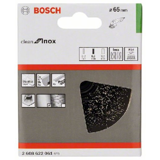 Topfbürste, Edelstahl, gewellter Draht, 65 mm, 0,3 mm, 12500 U/ min, M 14-Beschreibung lesen