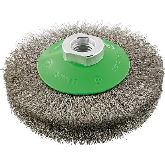Kegelbürste rostfrei M14 100x0,20mm gewellt-Beschreibung lesen