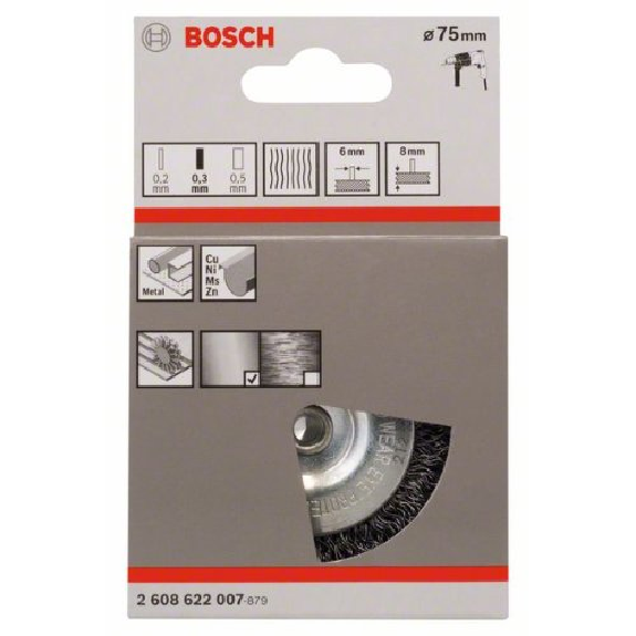Scheibenbürste, Stahl, gewellter Draht, 75 mm, 0,3 mm, 8 mm, 4500 U/min-Beschreibung lesen