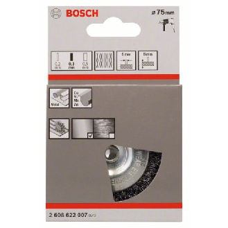 Scheibenbürste, Stahl, gewellter Draht, 75 mm, 0,3 mm, 8 mm, 4500 U/min-Beschreibung lesen