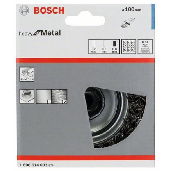 Topfbürste, Stahl, gezopfter Draht, 100 mm, 0,8 mm, 8500 U/ min, M 14-Beschreibung lesen