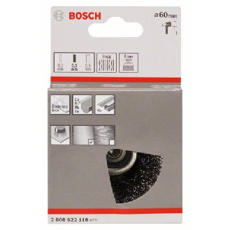 Topfbürste, Edelstahl, gewellter Draht, 60 mm, 0,3 mm, 4500 U/min-Beschreibung lesen