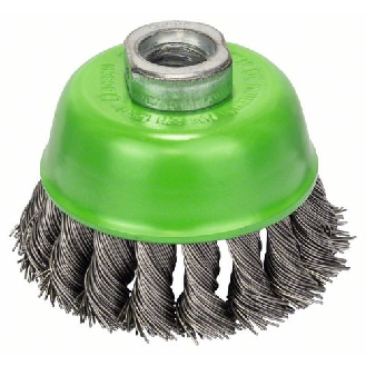 Topfbürste, Edelstahl, gezopfter Draht, 75 mm, 0,5 mm, 12500 U/ min, M 14-Beschreibung lesen