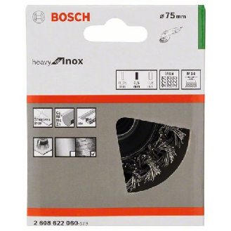 Topfbürste, Edelstahl, gezopfter Draht, 75 mm, 0,5 mm, 12500 U/ min, M 14-Beschreibung lesen
