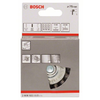 Scheibenbürste, Stahl, gezopfter Draht, 75 mm, 0,5 mm, 13 mm, 4500 U/ min-Beschreibung lesen