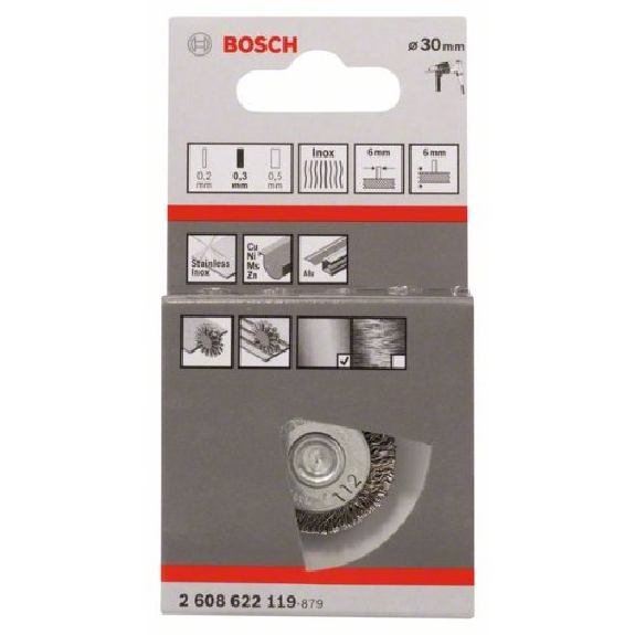 Scheibenbürste, Edelstahl, gewellter Draht, 30 mm, 0,3 mm, 6 mm, 4500 U/ min-Beschreibung lesen