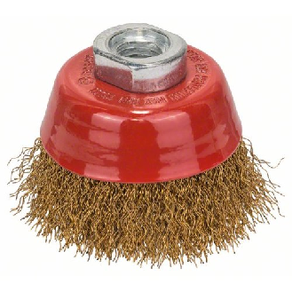 Topfbürste, Messing, gewellter Draht, 70 mm, 0,3 mm, 12500 U/ min, M 14-Beschreibung lesen