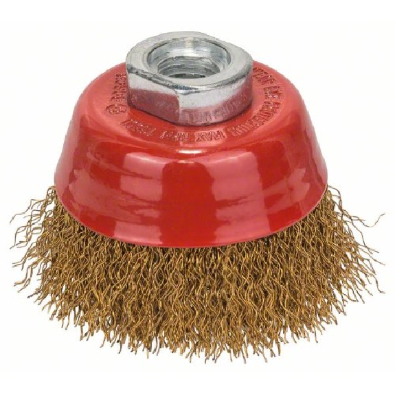 Brosse boisseau, laiton, fil ondulé, 70 mm, 0,3 mm, 12500 tr/min, M 14-Leggi tutto