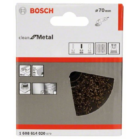 Topfbürste, Messing, gewellter Draht, 70 mm, 0,3 mm, 12500 U/ min, M 14-Beschreibung lesen