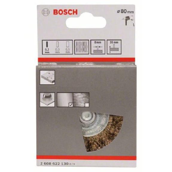 Scheibenbürste, Messing, gewellter Draht, 80 mm, 0,2 mm, 35 mm, 4500 U/ min-Beschreibung lesen