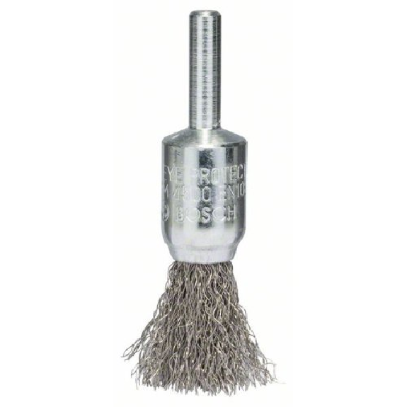 Pinselbürste, Edelstahl, gewellter Draht, 0,2 mm, 15 mm, 4500 U/ min-Beschreibung lesen