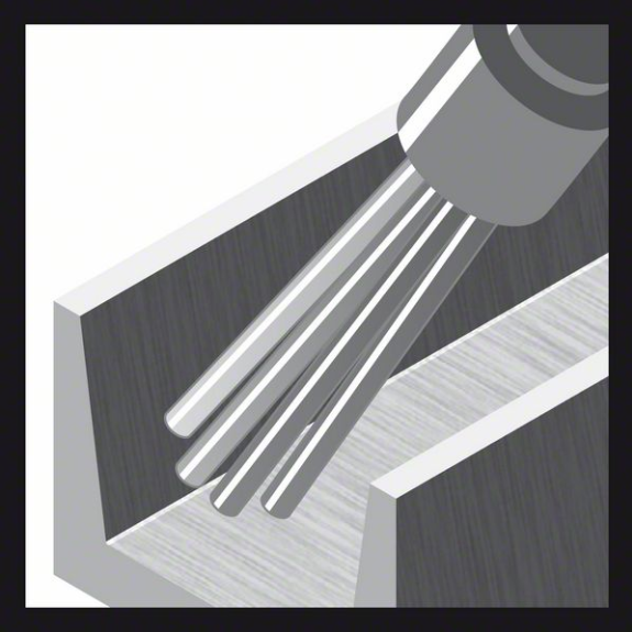 Pinselbürste, Edelstahl, gewellter Draht, 0,2 mm, 15 mm, 4500 U/ min-Beschreibung lesen