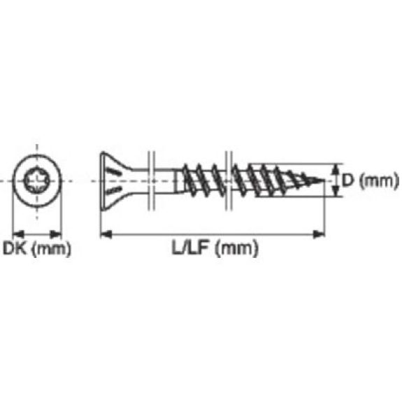 Vis à bois aggloméré  tête fraisée empreinte Torx entièrement filetée revêtement WIROX 5x35mm boîte de 500p-Lire la description