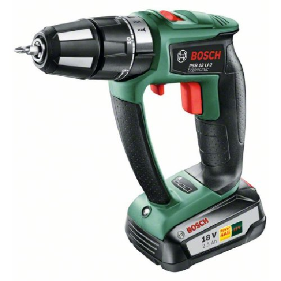 Akku-Zweigang-Schlagbohrschrauber PSB 18 LI-2 Ergonomic, mit 1 x PBA 18V 2.5 Ah Akku-Zweigang-Schlagbohrschrauber PSB 18 LI-2 Ergonomic, mit 1 x PBA 18V 2.5 Ah-Beschreibung lesen