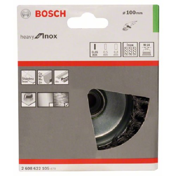 Topfbürste, Edelstahl, gezopfter Draht, 100 mm, 0,35 mm, 8500 U/ min, M14-Beschreibung lesen
