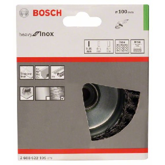 Topfbürste, Edelstahl, gezopfter Draht, 100 mm, 0,35 mm, 8500 U/ min, M14-Beschreibung lesen