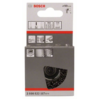 Topfbürste, Edelstahl, gewellter Draht, 50 mm, 0,3 mm, 4500 U/ min-Beschreibung lesen