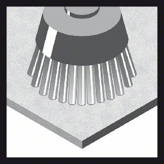 Topfbürste, Edelstahl, gewellter Draht, 50 mm, 0,3 mm, 4500 U/ min-Beschreibung lesen