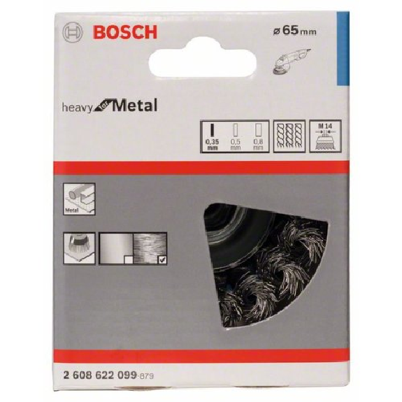 Topfbürste, Stahl, gezopfter Draht, 65 mm, 0,35 mm, 12500 U/min, M 14 Topfbürste, Stahl, gezopfter Draht, 65 mm, 0,35 mm, 12500 U/min, M 14-Beschreibung lesen