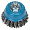 Topfbürste, Stahl, gezopfter Draht, 65 mm, 0,35 mm, 12500 U/min, M 14 Topfbürste, Stahl, gezopfter Draht, 65 mm, 0,35 mm, 12500 U/min, M 14