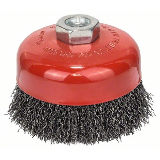 Topfbürste, Stahl, gewellter Draht, 100 mm, 0,5 mm, 8500 U/ min, M 14-Beschreibung lesen