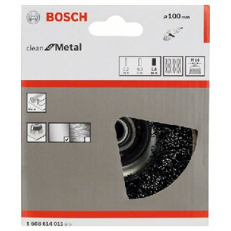 Topfbürste, Stahl, gewellter Draht, 100 mm, 0,5 mm, 8500 U/ min, M 14-Beschreibung lesen