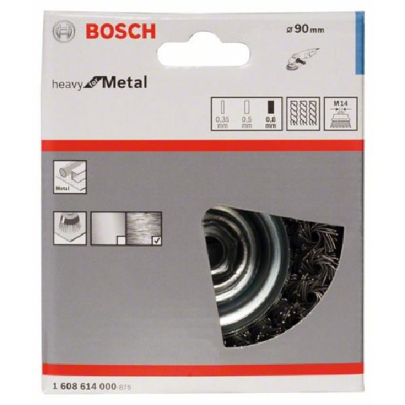 Topfbürste, Stahl, gezopfter Draht, 90 mm, 0,8 mm, 8500 U/ min, M 14 Topfbürste, Stahl, gezopfter Draht, 90 mm, 0,8 mm, 8500 U/ min, M 14-Beschreibung lesen