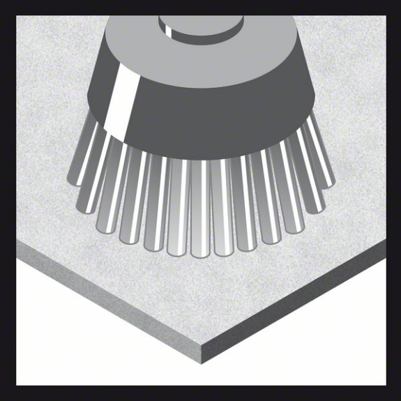 Topfbürste, Stahl, gewellter Draht, 50 mm, 0,2 mm, 4500 U/ min Topfbürste, Stahl, gewellter Draht, 50 mm, 0,2 mm, 4500 U/ min-Beschreibung lesen