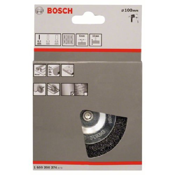 Scheibenbürste, Stahl, gewellter Draht, 100 mm, 0,2 mm, 10 mm, 4500 U/min-Beschreibung lesen